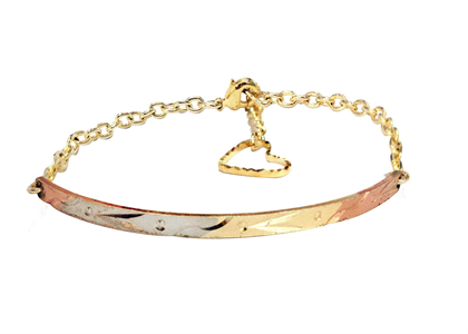 Three Tone Gold Plated Diamond Cut Bangle Bracelet